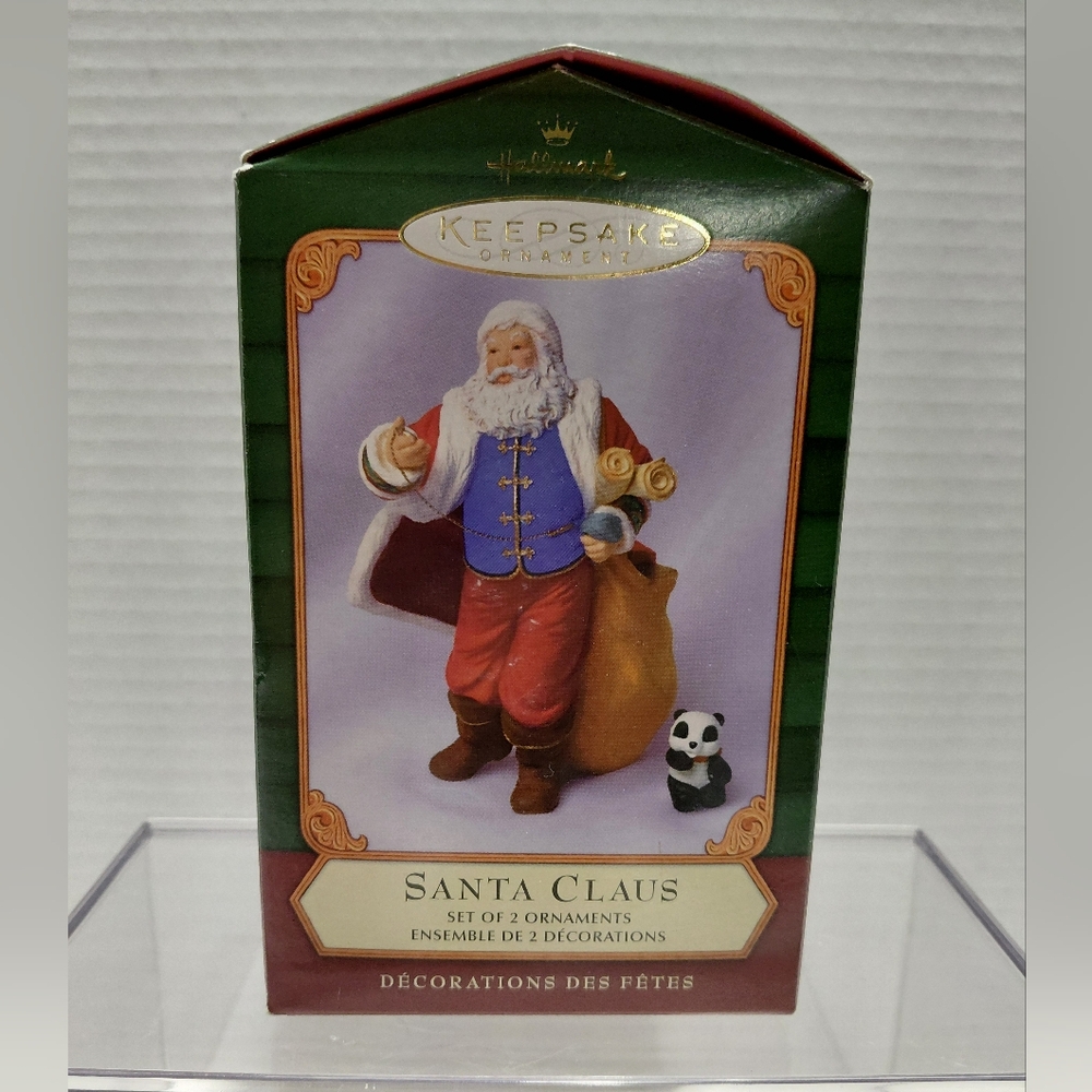 2001 Hallmark Santa With Sack & Additional Minature Bear.